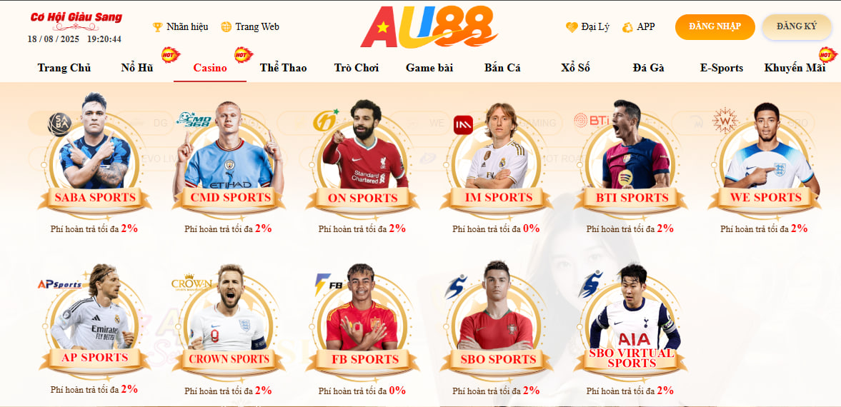 AU88 – Trang Chủ Chính Thức A88 Uy Tín 2026 | Link Đăng Nhập Mới Nhất 22 Sảnh thể thao AU88 với đa dạng kèo cược hấp dẫn từ kèo góc, kèo thẻ phạt, kèo tỷ số, kèo châu Á, kèo châu Âu,...